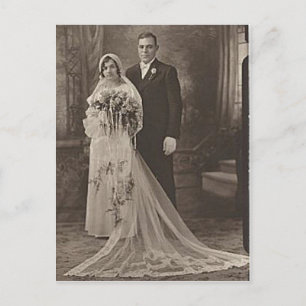Antike romantische Braut und Bräutigam Fotos im Vi Postkarte