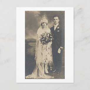 Antike romantische Braut und Bräutigam Fotos im Vi Postkarte