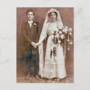 Antike romantische Braut und Bräutigam Fotos Postkarte