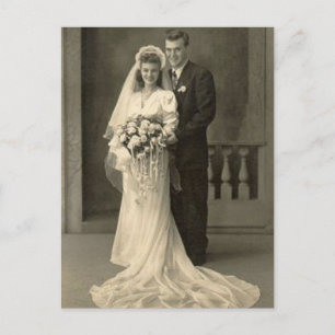 Antike romantische Braut und Bräutigam Fotos Postkarte