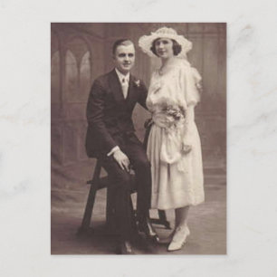 Antike romantische Braut und Bräutigam Fotos Postkarte