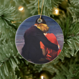 Antike romantische Liebe, Romanze am Strand Keramik Ornament