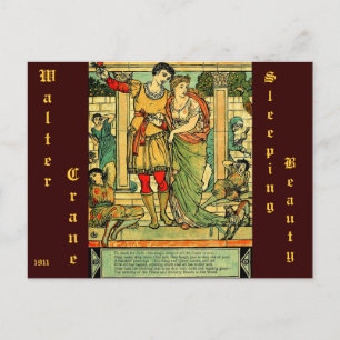 Antike romantische Walter Kranich Schlafen Beauty Postkarte