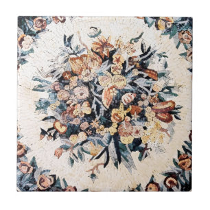 Antike römisch-italienische Elegant Blumenmosaik B Fliese