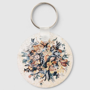Antike römisch-italienische Elegant Blumenmosaik B Schlüsselanhänger