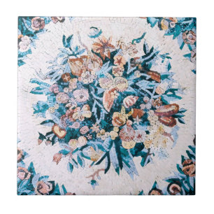 Antike römisch-italienische Elegante Blumenmosaik Fliese