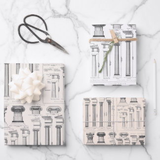 Antike römische Kolumnen Architekturzeichnungen Geschenkpapier Set