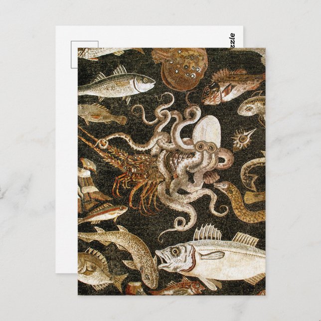 Antike römische Mosaik Pompeii Sea Life Steinmosai Postkarte (Vorne/Hinten)
