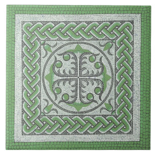 Antike römische Mosaikillustration grün Fliese