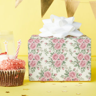 Antike rosa Aquarell-Rosen florales nahtloses Must Geschenkpapier