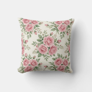 Antike rosa Aquarell-Rosen florales nahtloses Must Kissen