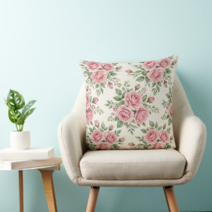Antike rosa Aquarell-Rosen florales nahtloses Must Kissen