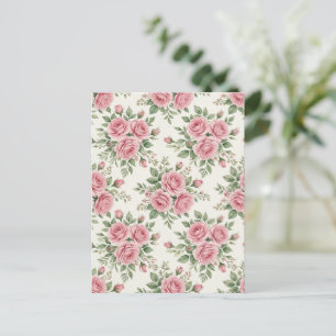 Antike rosa Aquarell-Rosen florales nahtloses Must Postkarte