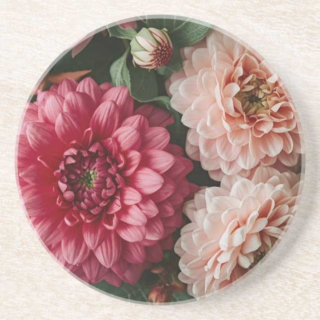 Antike rosa Blumen Getränkeuntersetzer (Vorne)