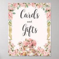 Antike rosa Blumen-High-Tea-Karten und Geschenke