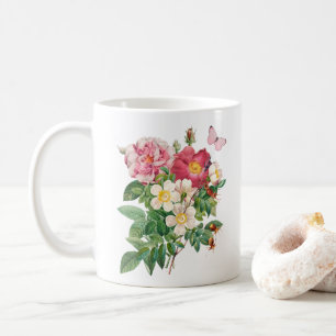 Antike rosa Blumen-Rosen-Tasse Kaffeetasse