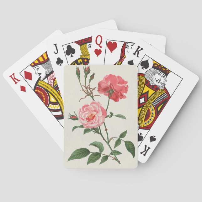 Antike Rosa Blumen Spielkarten (Rückseite)