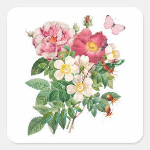 Antike rosa Blumenrose Aufkleber