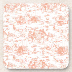 Antike rosa französische Toile-Unterleger Untersetzer