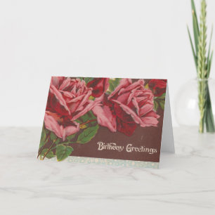 Antike rosa Geburtstagsrosen Karte