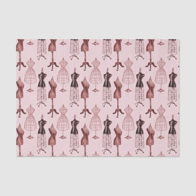 Antike rosa Kleiderformen Seidenpapier (Vorderseite)