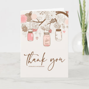 Antike rosa Mason Gläser Flora Dankeskarten Dankeskarte