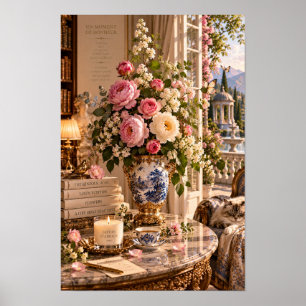 Antike rosa Pfingstrose Europäische Wandkunst Poster