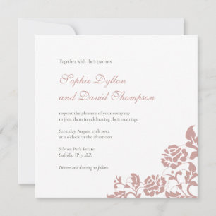 Antike Rosa-Rosa-Spitzen-Hochzeit Einladung