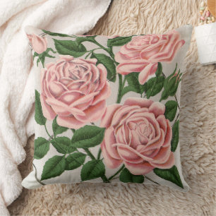 Antike rosa Rose Botanik Cottagecore Kunst Kissen