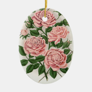 Antike rosa Rose Botanische Cottagecore Kunst Keramik Ornament