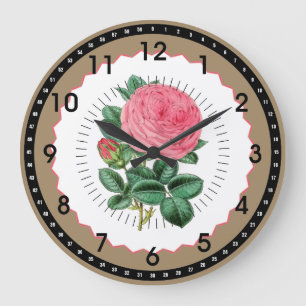 Antike rosa Rose Große Wanduhr