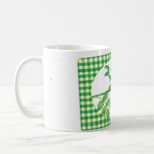 Antike rosa Rose grüner Gingham Cottagecore-Blumen Kaffeetasse
