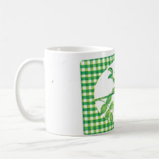 Antike rosa Rose grüner Gingham Cottagecore-Blumen Kaffeetasse