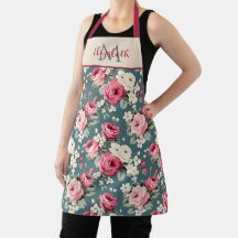 Antike rosa Rosen auf tiefblauem Monogramm