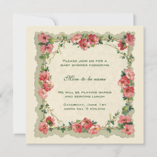 Antike rosa Rosen Blumen floral Baby Shower Einladung