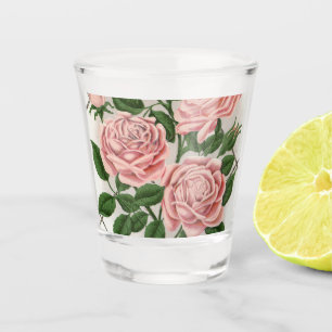Antike Rosa Rosen Botanische Cottagecore Kunst Schnapsglas