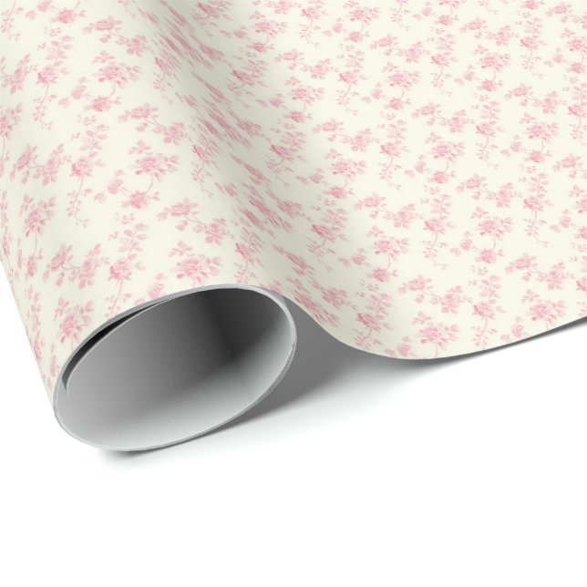 Antike rosa Rosen Coquette Geschenkpapier (Rolleneckpunkt)