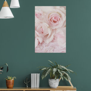 Antike rosa Rosen elegantes Bouquet Poster