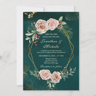 Antike rosa Rosen Florale Winterhochzeit Christlic Einladung