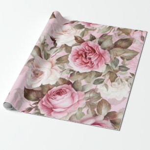 Antike rosa Rosen  Geschenkpapier