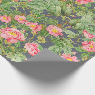 Antike rosa Rosen-Geschenkpapier in Anthrazitgrau Geschenkpapier