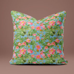 Antike rosa Rosen-Kissen in Himmelblau Kissen