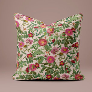 Antike rosa Rosen-Kissen in weichem Elfenbein Kissen