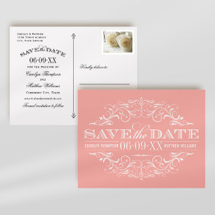 Antike Rosa-Rosen-Ornamentik Hochzeitsankündigung Ankündigungspostkarte