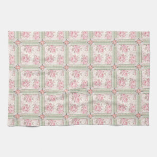 Antike rosa Rosen Patchwork Geschirrtuch