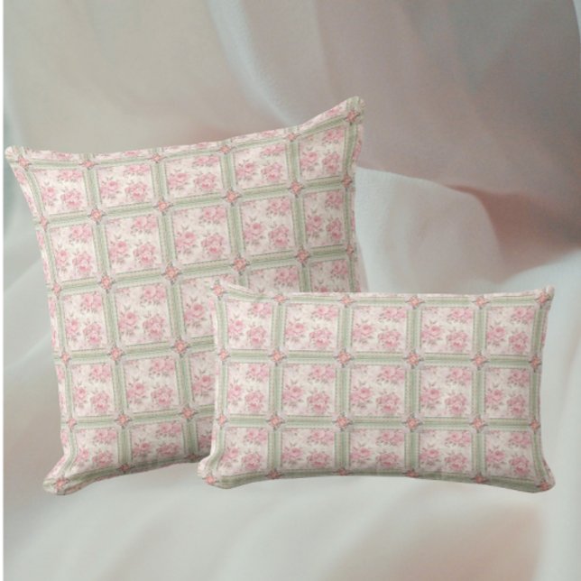 Antike rosa Rosen Patchwork Kissen (Pretty pink patchwork!)