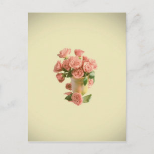 Antike rosa Rosen. Retro-Blumen Postkarte