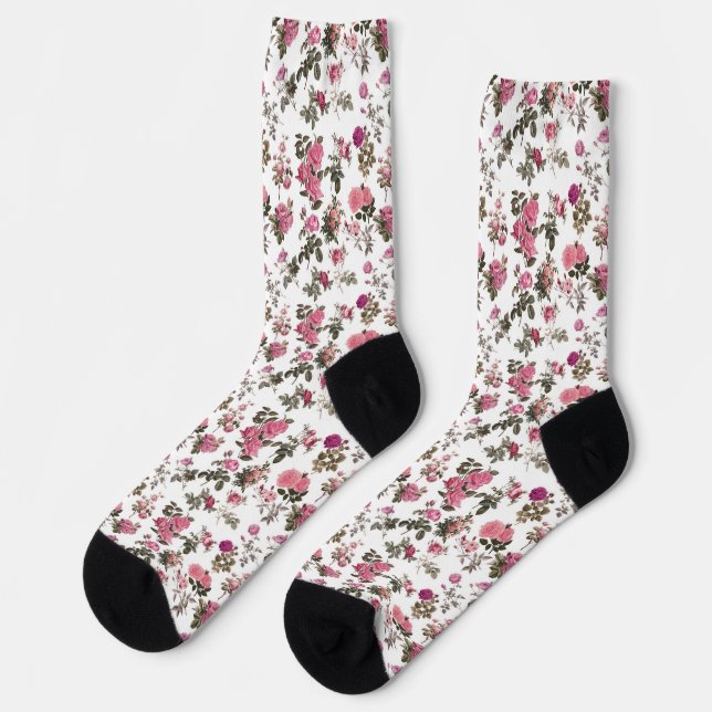 Antike rosa Rosen Socken (Linkes Detail)