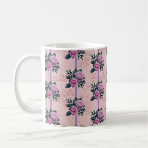Antike rosa Rosen verblasster Damast Kaffeetasse