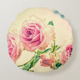 Antike rosa Rosenblüte Rundes Kissen